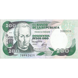 Colombia, 200 Pesos Oro 10 Agosto 1992
