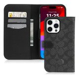Funda Tipo Billetera Para iPhone 15 Pro Max Color Griscarbon
