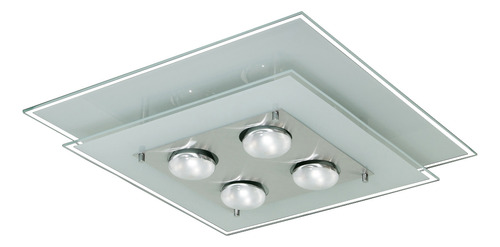 Lustre Plafon De Vidro 4 Lâmpadas 44cm X 44cm Sala - Quarto Cor Vidros Brancos 110v/220v