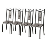 Jogo Conjunto De 4 Cadeiras Cozinha Sala Jantar Aço Metal