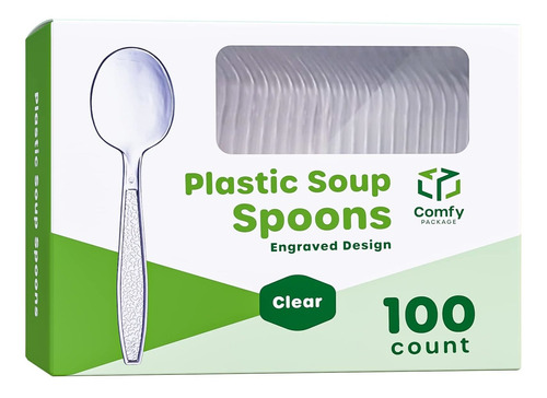 Paquete De 100 Cucharas De Sopa Desechables De Plstico Trans