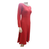 Vestido Midi Rojo Lanilla Manga Larga Talles Especiales 