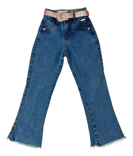 Calça Jeans Flare Com Lycra Infantil Menina Modinha Country 