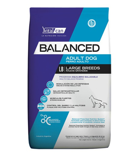 Vitalcan Balanced Adulto Razas Grandes X 15 Kg Envio S/c