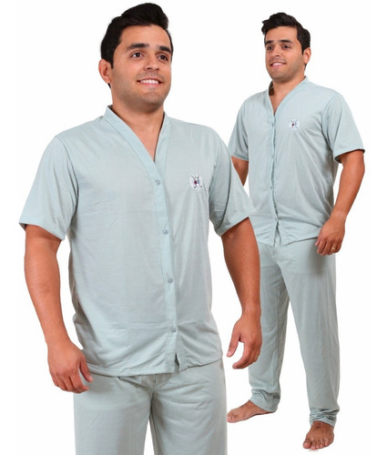 Pijama Masculino Botão Pós Cirurgia Adulto Inverno Promoção