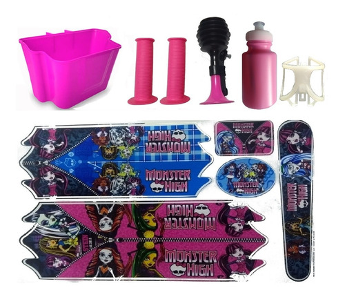 Adesivo Cesta Bicicleta Infantil Manopla Monster High Aro16