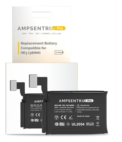Batería Ampsentrix Para Apple Watch Serie 3 (38mm) Gps + Cel