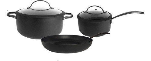 Set Olla Cacerola Sarten Hudson Total Black Induccion Bz3