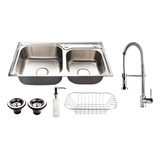 Cuba Dupla Para Cozinha Gourmet Aço Inox Torneira Gourmet