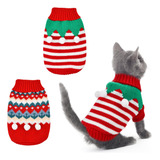 Shurung 2 Sueteres De Navidad Para Cachorros, Gatos, Cuello 