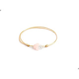 Pulsera Cuarzo Rosa Natural 12.2 Mm Hilo Seda Ajustable