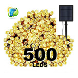 Luces Solares Navidad Guirnalda 500 Led Cálidas Estaca 50mt