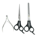 Kit Tijeras Para Corte + Entresacar Y Cortacuticulas Raugcci