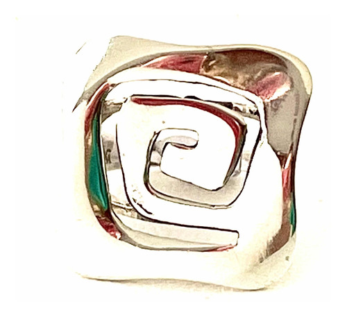 Anillo Espiral De Diseño Cuadrado En Plata. Sg- Joyería