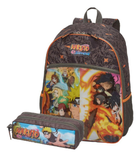 Mochila De Costas Naruto Shippuden Infantil Escolar E Estojo