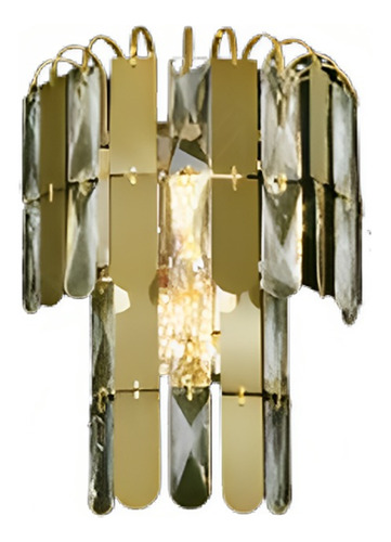 Arandela Led Ø30x25cm Inox Cristal Dourado Sindora Dcb00494