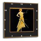 3drose Dpp__2 Reloj De Pared Art Deco Lady Con Marco Dorado.