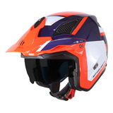 Casco Moto Abierto Mt District Analog D5 Naranja Brillo