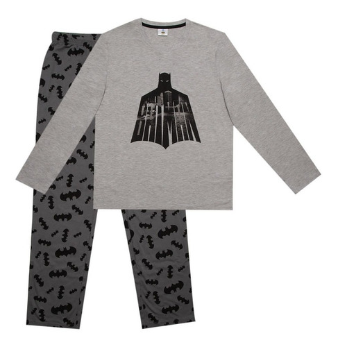 Pijama Hombre Algodon Invierno Caballero Noche Torso Gris