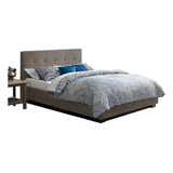 Mueble Set Recámara Alba Queen Size Lino Gris Cama Base