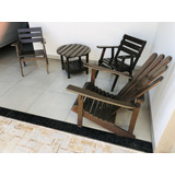 Conjunto De Mesa E Cadeiras Para Área Externa Em Madeira