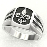 Anillo De Hombre Heraldic Lily Plata De Ley .925