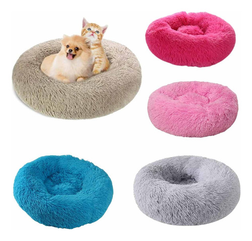 Cama De Felpa Suave Antiestrés Para Perros Y Gatos 100cm