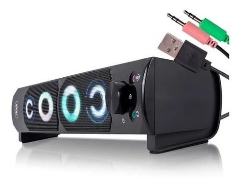 Caixa De Som Para Tv Smart Soundbar Subwoofer Led Rgb P2 Usb