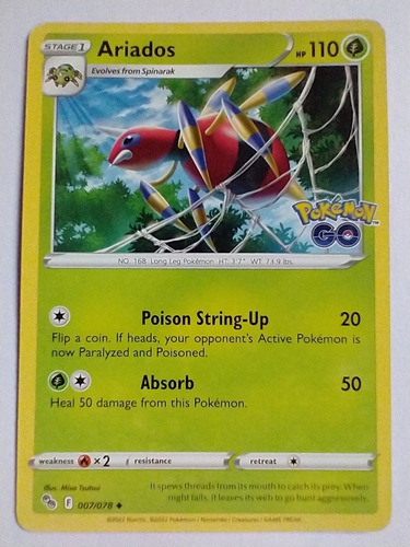 Ariados Stage 1 Pokémon No.168 007/078 Nintendo 2022