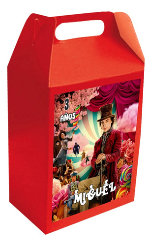 10 Cajas Dulceras Personalizada Wonka Kit Fiesta Infantil 
