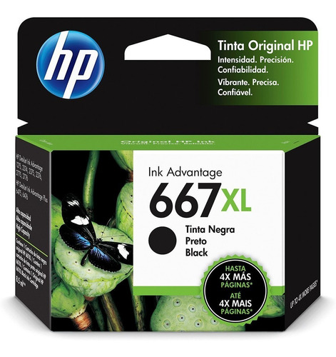 Cartucho Tinta Original Hp 667xl 667 2776 2376 3ym81al Preto