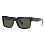 Óculos De Sol Ray-ban Inverness Standard Armação De Acetato Cor Polished Black, Lente Green Clássica, Haste Black De Acetato - Rb2191