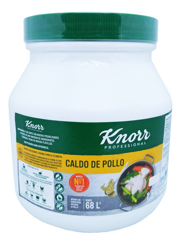 Sazonador Caldo De Pollo Knorr Professional 1.5 Kg Rinde 68 Litros Aporta Un Sabor Mas Intenso A Pollo