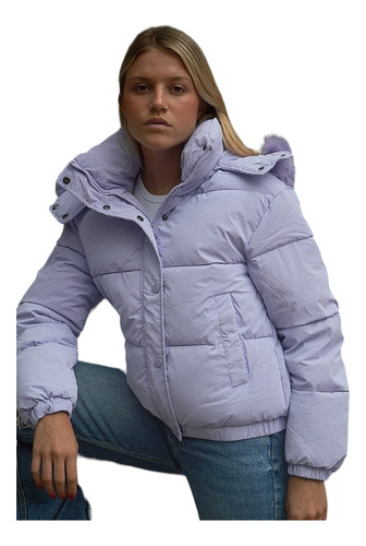 Campera Puffer Oversize Inflable Mujer Abrigada Capucha 