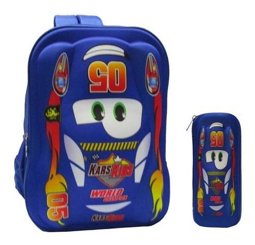 Mochila Costa Relâmpago Mcqueen 3d Infantil Estojo Grande