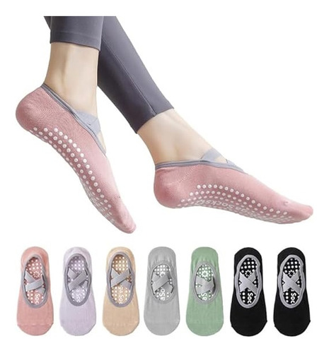 7 Pares Calcetines Yoga Antideslizantes Mujer Transpirab [u]