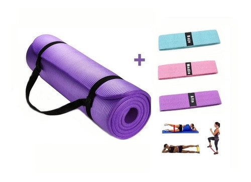 Colchoneta Yoga Pilates Fitness Gym + 3 Bandas Elasticas 