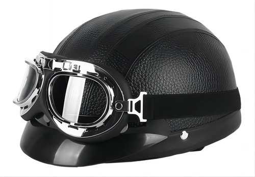 Casco Moto Abierto Mate Abs Helmet Vintage Con Gafas