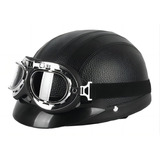 Casco Moto Abierto Mate Abs Helmet Vintage Con Gafas