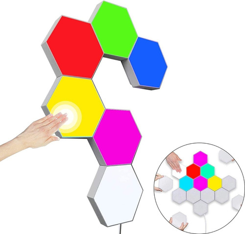 6 Luces Led Hexagonales Touch Con Control Remoto