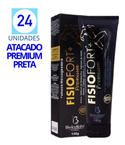 24 Pomadas Fisiofort Premium Preta Bio Instinto Atacado