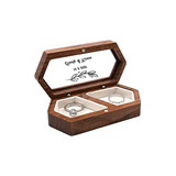 Caja De Madera Personalizada Para Anillos, Tapa De Vidrio Tr