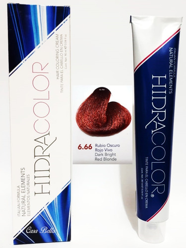 Tinte Hidracolor 6.66 Rubio Oscuro Rojo Vivo + Peroxido