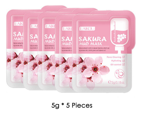 Mascarilla Antigrasa Night Japan Mud Laikou Face Sakura, 5 U