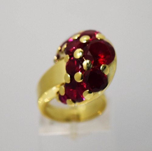 Anillo Chevallier Año 50 Oro 18k Rubies 15,3 Grs