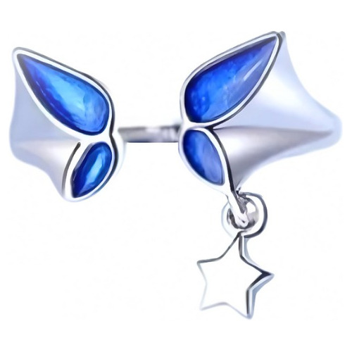 Anillo Ajustable Mariposa Azul Con Estrella Colgante Abierta