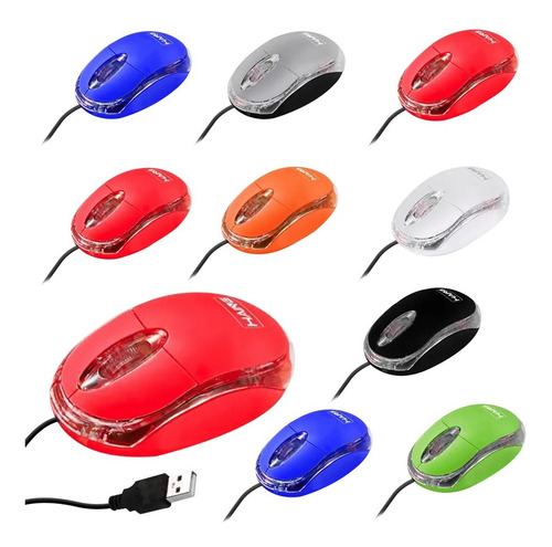 10 Pack Mouse Usb Óptico 1200 Dpi Laptop Pc Notebook Luz Color Amarillo