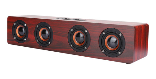 Altavoz Inalámbrico Con Vetas De Madera Roja, Subwoofer, Pc,