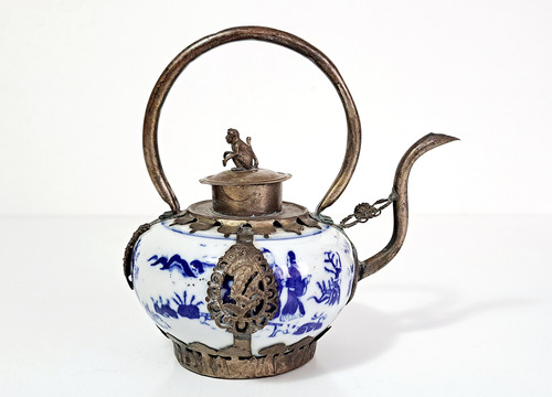 Tetera En Porcelana China Oriental Antigua Intacta
