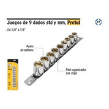 Juego De 9 Dados 3/8 Pretul Matraca Kit 21185